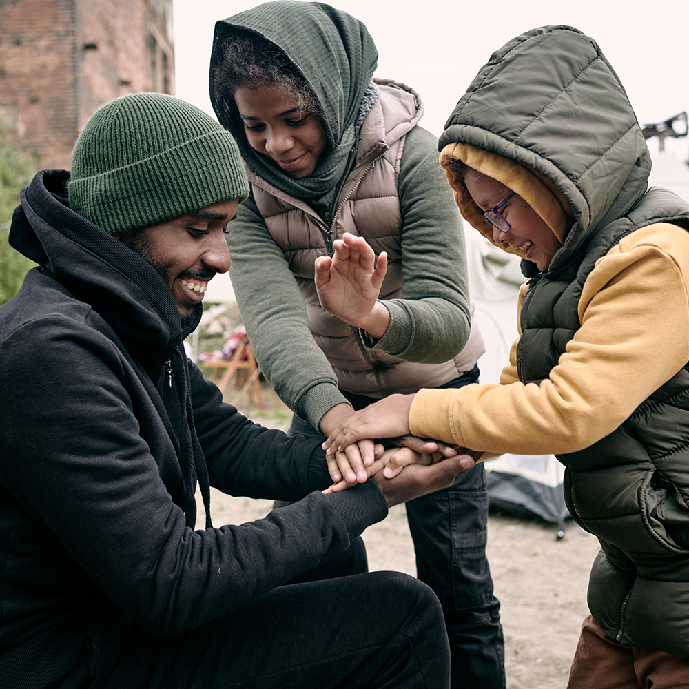 A man in a hoodie.